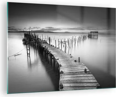 Produktbild von Bilder auf glas - Meer Brücke Landschaft Natur - 70x50cm - Glasbilder - Wandbilder - Kunstdruck - zum Aufhängen bereit - Wanddekoration aus Glas - Glas Bilder - Wandbild auf Glas - GAA70x50-3082