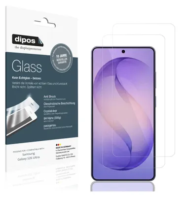 Produktbild von 2x Schutzfolie für Samsung Galaxy S26 Ultra - Anti-Shock 9H Folie dipos Glass Kunststoffglas