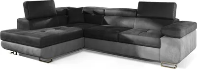 Zdjęcie produktu dla Narożnik z funkcją spania ANTON VELVET szary lewy