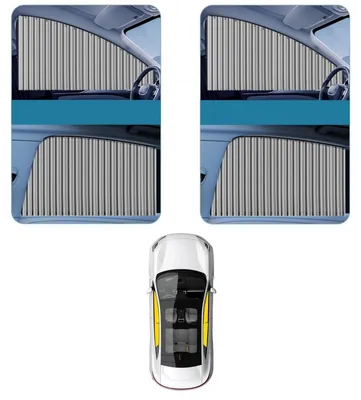 Produktbild von INF Einziehbarer Auto-Sonnenschutz 4er Set Polyester 84x37cm UV-Schutz Silber