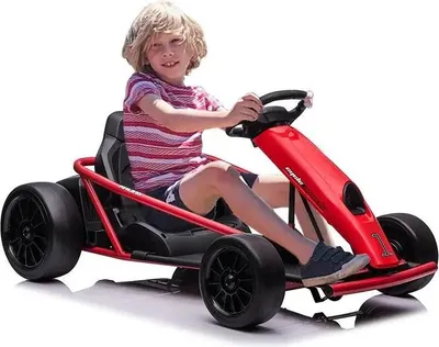 Image de Kart électrique à partir de 14 ans - Drift Kart à pédales - 24 V - double moteur 2 × 300 W - jusqu'à 8 km/h - 4 roues - rouge
