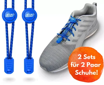 Produktbild von Elastische Schnürsenkel für 2 Paar Schuhe - Blau - 100 cm - Schnellschnürsystem/Schnellverschluss