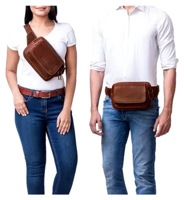 Produktbild von Boston Gürteltasche Leder Schwarz Vintage Bauchtasche Männer Frauen Hüfttasche für Kamera Jogging Reise Festival Sport Doggy Bag Echtleder