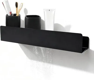 Produktbild von Duscheablage Wandmontage - Duschehalter Ohne Bohren - Badezimmer Organisation - 42 x 8,5 x 7,58 cm - Schwarz