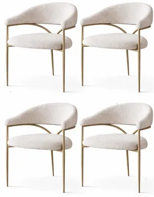 Productafbeelding van Beige stoelset, eetkamerstoelen, gestoffeerde stoelen, stoelen voor de eetkamer