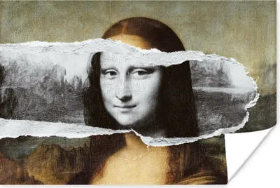 Produktbild von MuchoWow® Poster Mona Lisa - Schwarz und weiß - Da Vinci 120x80 cm - Bilder