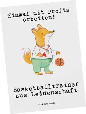 Produktbild von Mr. & Mrs. Panda Grußkarte Basketballtrainer Leidenschaft - Weiß - Geschenk, bildkarte, Sport, Postkarten, Verein, Basketball, Postkarte, Basketballer, Ansichtskarte