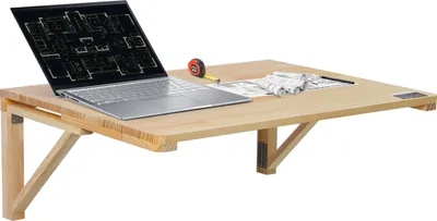 Zdjęcie produktu dla Składany stół ścienny VEVOR, 80 x 60 cm, montaż ścienny, składany stół, pływające drewniane biurko z żelaznym wspornikiem, składane biurko do domowego biura, jadalni, pralni, kuchni, baru