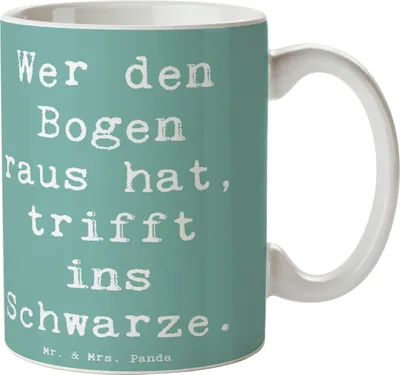 Produktbild von Mr. & Mrs. Panda Tasse Spruch Bogensport Meister - Meeresbrise - Geschenk, haferl, kakaobecher, Sportler, Teetasse, Teamsport, Sportart, Kaffeetasse, Geduld, Kaffeebecher