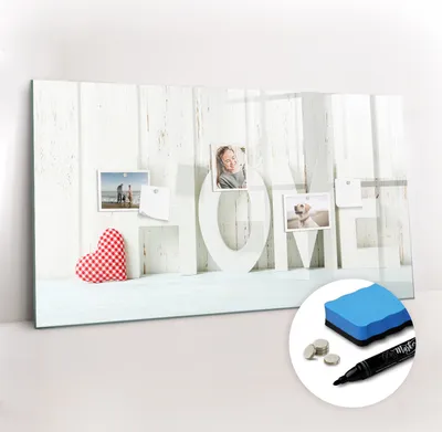 Produktbild von Magnetpinnwand Memoboard - Zubehörsatz - Schwarzer Marker + Schwamm + Magnete - 120 x 60 cm - Hausinschrift