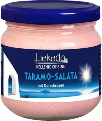 A jar of Liakada Taramo-Salata with Dorschrogen.