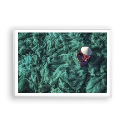 Produktbild von Gerahmtes Poster - Weißer Rahmen - Netzwerk Fischer Vietnam - 100x70 cm - Wand Bild - Wanddeko - Wandbilder - Wandposter - Bilderrahmen - Bilder - Kunstdruck - Wandbild - P2WAA100x70-4309