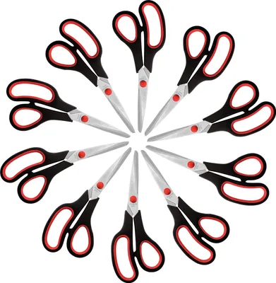 Produktbild von Belle Vous Haushaltsschere Set (10er Pack) - 19,5 cm Gesamtlänge - Scharfe Haushaltsschere Edelstahl - Weiche Komfortgriffe - Bastelschere Schule,
