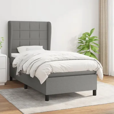 Produktbild von vidaXL Boxspringbett mit Matratze Dunkelgrau 90x190 cm Stoff - Boxspringbett - Boxspringbetten - Bett - Schlafzimmermöbel