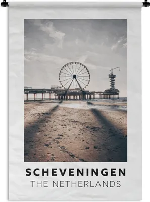 Produktbild von MuchoWow® Wandteppich Wandbehang Niederlande - Scheveningen - Reuzenrad 60x90 cm Tapisserie Dekoration Wandtuch - Foto-Teppich - Abwaschbar