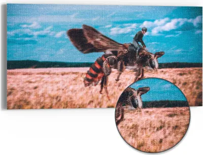 Produktbild von DEQOART Hybrid Leinwand Bild 60x30 cm 'Flug der Phantasie' Wandbild Glas flach modern