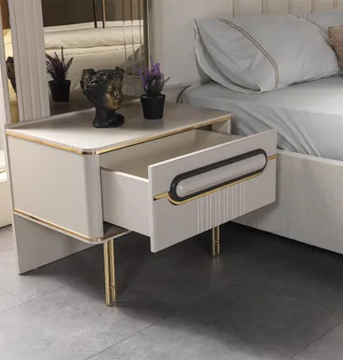 Immagine prodotto di Tavolino da comodino, stile moderno, colore bianco, nuovo, pratico, confortevole, per la camera da letto