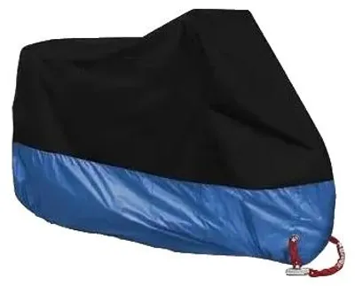 Image de Housse pour moto, protection imperméable, anti-poussière et anti-UV, noir et bleu, taille L pour 1 801 mm à 2 000 mm