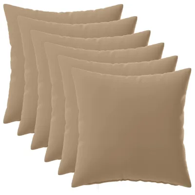 Image de vidaXL, housses de coussin, 6 pièces, HEERLEN, couleur taupe, 30 x 30 cm, polyester