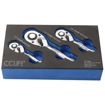 Produktbild von CCLIFE Knarre Mini 1/4 3/8 1/2 Zoll Set Feinverzahnte Ratsche 72 Zähne Umschaltknarre