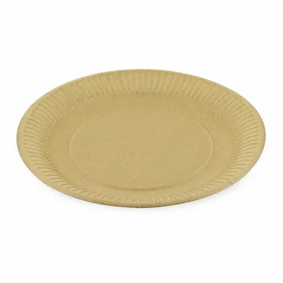 Produktbild von 100x BIONATURE Pappteller 'Kraft' rund Ø23cm fettdicht braun