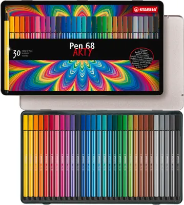 Produktbild von Premium-Filzstift - STABILO Pen 68 - 30er Metalletui - mit 30 verschiedenen Farben