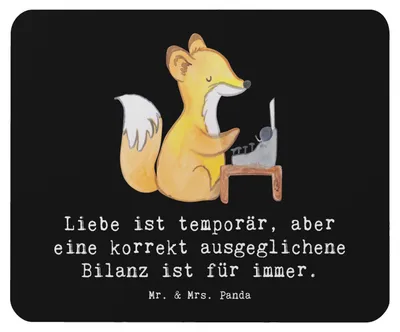 Produktbild von Mr. & Mrs. Panda Mauspad Buchhalter Weisheit - Schwarz - Geschenk, personalisierte Geschenke, Beruf, Finanzen, Präzision, Rechnungswesen, computer mousepad, pc, Liebe