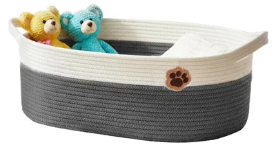 Geflochtener Aufbewahrungskorb 30L, Grau, 50x28x20 cm