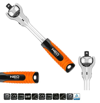 Image de NEO TOOLS Cliquet 1/2", 360°, 72T