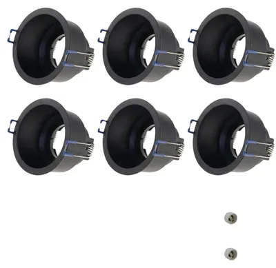 Productafbeelding van Spotlight, inbouwmodel, compatibel met MR16-GU10, 6 stuks, rond, zwart