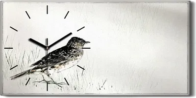 Produktbild von Wandkunst Leinwand Bild Uhr Quarz 60x30 Malerei Asiatische Tier Vogel Kunst - schwarze Hände