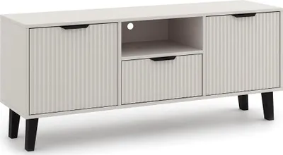 Obrázek produktu pro BDW, Skandinávská TV skříňka, 140 cm, ozdobné drážky, zlaté nohy, kašmír
