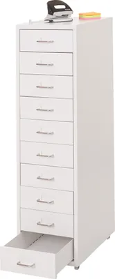 Produktbild von Rollcontainer Preston T851, Schubladenschrank Stahlschrank, 110x28x41cm 10 Schubladen  weiß