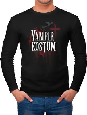 Produktbild von Herren Longsleeve Vampir-Kostüm Faschings-Shirt Halloween Karneval Fastnacht Fun-Shirt Kostüm-Shirt Moonworks® schwarz S