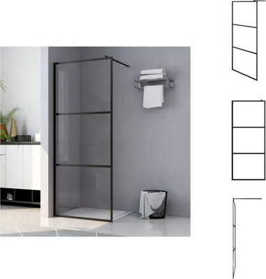 Produktbild von vidaXL Duschwand für Begehbare Duschen ESG-Klarglas Schwarz 100x195 cm -  Duschwände