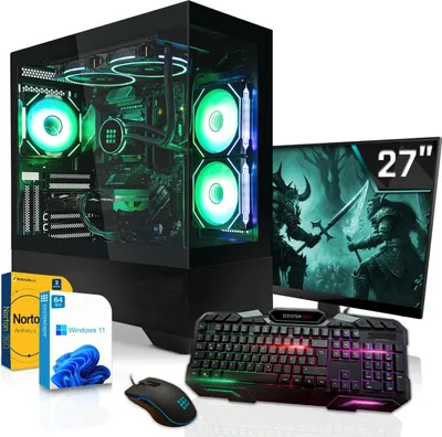 Produktbild von SYSTEMTREFF Gaming Komplett PC - Core Ultra 7 270K Plus - Nvidia GeForce RTX 5060 Ti 8GB - 16GB DDR5 - 1TB NVMe - 27 Zoll TFT - Desktop