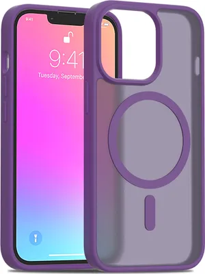 Image de Coque magnétique pour iPhone 13 Pro, compatible MagSafe, dos translucide mat, antichocs Violet