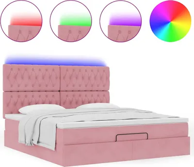 Produktbild von Ottoman-Bett mit Matratzen & LEDs Rosa 180x200 cm Samt