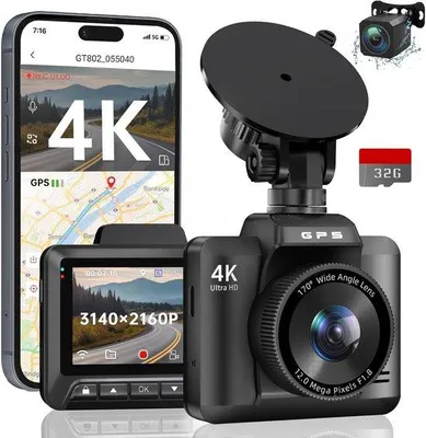 Productafbeelding van Dashcam met nachtzichtfunctie - Dubbele camera - Groothoeklens - Parkeermodus - Continue opname - Full-HD dashcam met bewegingssensor en groothoeklens