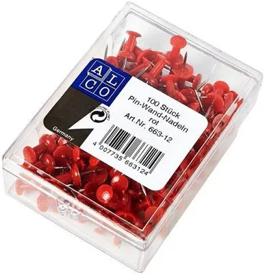 Produktbild von Pinnwandnadel 7,5mm rot VE=10x100 Stück