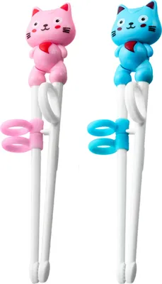 Produktbild von 2 Paar Essstäbchen für Kinder, einfach zu verwendende, wiederverwendbare Lernstäbchen, niedliche Trainingsstäbchen in Tierform für Kinder