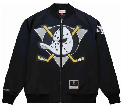 Image de Veste Mitchell & Ness NHL Anaheim Ducks Team Leader Satin Bomber pour Homme