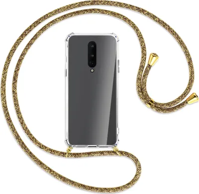 Produktbild von Handykette Backcover-Schutzhülle mit Band (Metall goldfarben) für OnePlus 8 - braun+beige