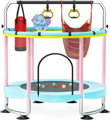 Productafbeelding van Indoor Trampoline voor Kinderen met Veiligheidsnet en Gymnastiekstang