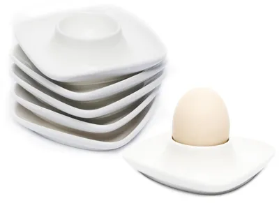 Immagine prodotto di Elzusha - Set di 6 portauova in Vetroceramica bianca per uova sode