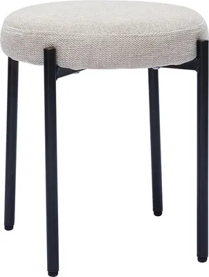 Produktbild von Miliboo - Hocker stapelbar im beigen Samtdesign mit schwarzem Metallfuß H41 cm KIKO