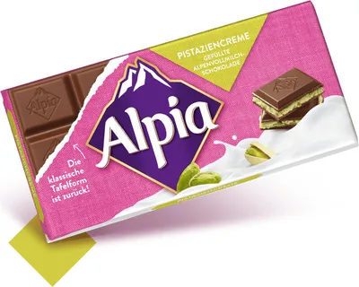 Obrázek produktu pro Alpia Pistaziencreme Vollmilchschokolade mit Pistazienmilchcreme 100g