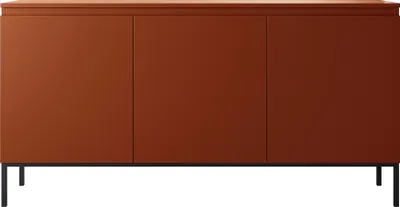 Zdjęcie produktu dla Selsey BEMMI – trzydrzwiowa komoda, kolor ceglasty z metalowymi nóżkami, 150 cm
