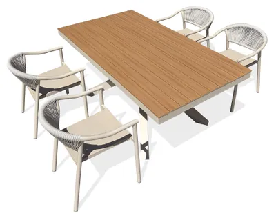 Image de Ensemble repas de jardin 4 places en alu