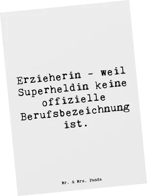 Produktbild von Mr. & Mrs. Panda Postkarte Spruch Erzieherin Superheldin - Weiß - Geschenk, Dankbarkeit, Fotokarte, Anerkennung, Ansichtskarte, Beruf, Ansichtskarten, einzelkarte